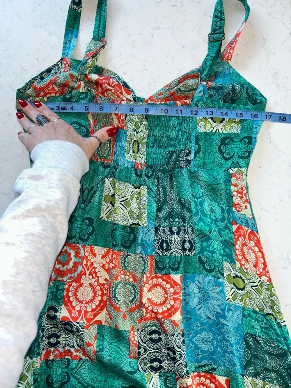 NWOT Boho Floral Adjustable Strap V Neck Beach Flowy Maxi Sundress - Picture 12 of 16